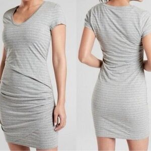 ATHLETA Central Stripe Ruched Mini Dress